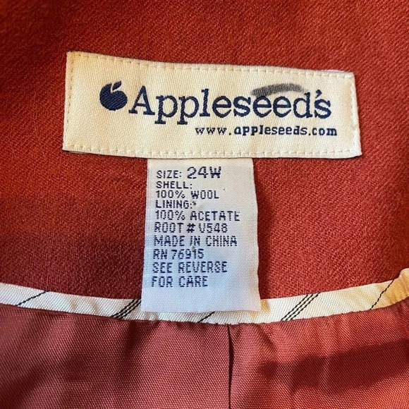 Appleseed’s 90s Y2K Wool Blazer Jacket Career Wear Women Plus Size 24W  Pockets - Picture 4 of 8
